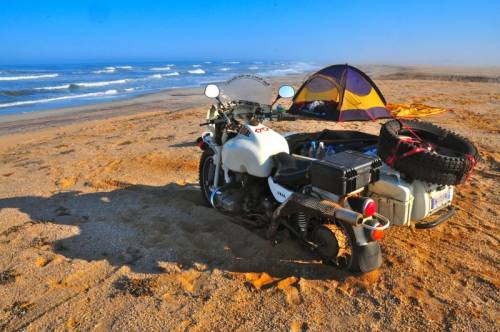 Hubert Kriegel on beach in Namibia.
