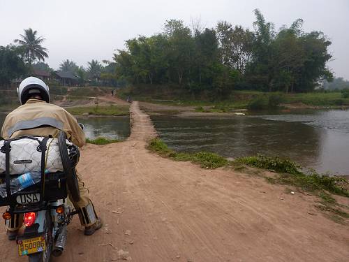 A bamboo bridge.