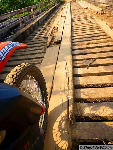 Wooden plank bridge.