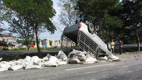 Overturned truck, Thailand.