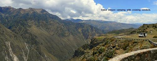 Camping in the Colca Canyon with cruising condors.