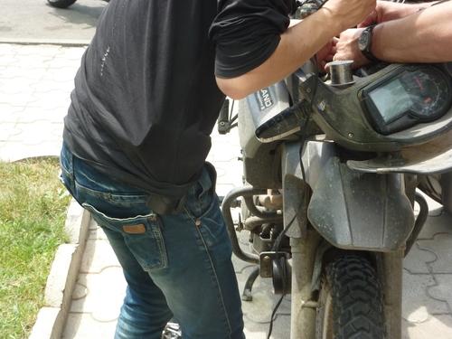 Armed mechanic in Almaty, Kazahstan.
