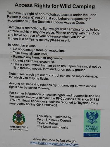 Camping rules for wild camping in Scotland.