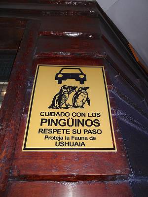 Protect the penguins sign, Ushuaia.