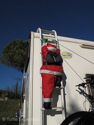 Santa in San Gimignano, Italy.