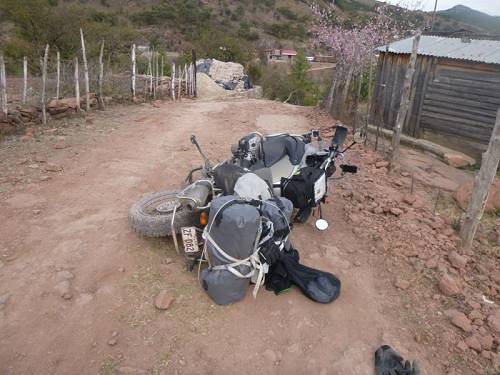 Turning bike around in Copper Canyon.