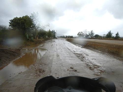 Jo Rust on muddy road in Tanzania.
