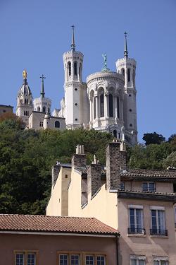 Basilica in Lyon, viewed from the old town below.