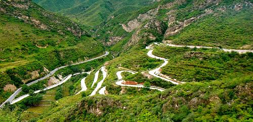 Switchback road in China.