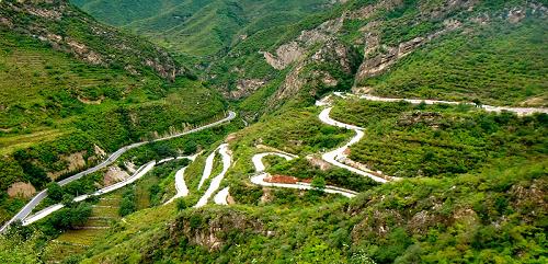 Switchback road in China.