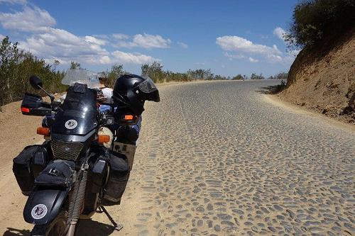 Cobblestoned road in Bolivia.