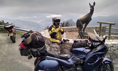 Greg and Melanie Turp at the top of a pass in Portugal.