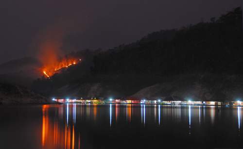 Light show from the houseboat in Thailand.