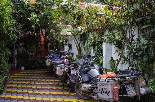 Hostel parking in Banos, Ecuador.