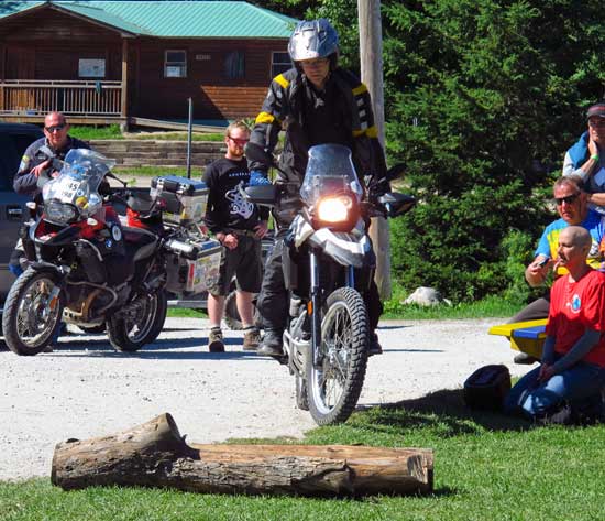 Clnton demonstrating log jumping 