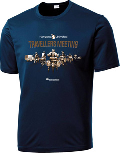 Horizons Unlimited Travellers Meeting- cool, sweat-wicking synth t-shirt- Navy