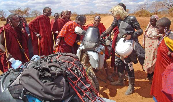 Pierre-Saslawsky-Merritt with Masai Bikers-Kenya Pierre-Saslawsky-Merritt with Masai Bikers-Kenya