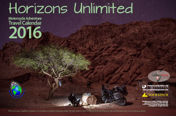 Horizons Unlimited 2016 Calendar cover and Grand Prize Winner Jason Spafford.